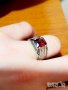 Сребърен мъжки пръстен с рубин и с много инкрустирани цирконии по него , снимка 1 - Пръстени - 39568088
