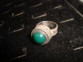 СРЕБЪРЕН СТАР 19 ВЕК ПРЪСТЕН с ГОЛЯМ ШЛИФОВАН КАМЪК ЗЕЛЕН АХАТ - СРЕБРО СТАРО ГРАДСКО БИЖУ 22478, снимка 15