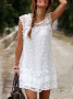Дамска бяла дантелена рокля - красива дантела с капси, снимка 1 - Рокли - 44892425
