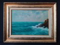 Kартина, пейзаж, море, скали, худ. Кр. Върбанов, 1992 г., снимка 1