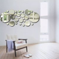28 броя Сребристи 3D Огледални стикери за декорация, снимка 6 - Други - 38083709