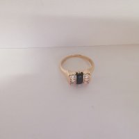 Златен пръстен с оникс и циркони 1, снимка 4 - Пръстени - 38054772