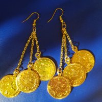 Обеци с пендари парички за народна носия , снимка 3 - Обеци - 44014549