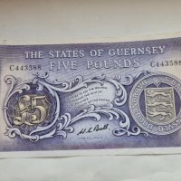 RARE. THE STATE OF GUERNSEY 🇬🇬  £ 5 POUNDS  1969-75, снимка 1 - Нумизматика и бонистика - 36693066