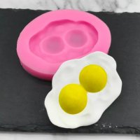 Яйца на очи яйце пържени силиконов молд форма фондан шоколад гипс декор, снимка 1 - Форми - 38393746