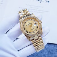 Унисекс часовник Rolex Day-Date Champagne 18К Gold с автоматичен механизъм, снимка 3 - Мъжки - 38207196