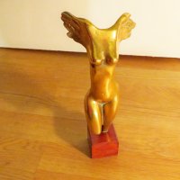 Стара бронзова пластика,еротика Бронзова творба на скулптура Григор Гошев - Богинята НИКЕ  - 18+, снимка 2 - Статуетки - 38515141