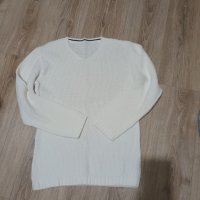 Бял мъжки пуловер размер M - L, снимка 1 - Пуловери - 43586814