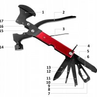 Мултифункционален инструмент 17в1 Axe & Hammer, снимка 7 - Екипировка - 37659635