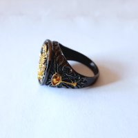 Мъжки черен пръстен с дракон и топаз, снимка 5 - Пръстени - 36674283