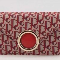 Малка дамска чанта/паласка от плътна и висококачествена еко кожа и плат в червен цвят, снимка 4 - Чанти - 26786194