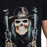 Нова мъжка тениска с дигитален печат Череп с пистолети, снимка 2 - Тениски - 29050863