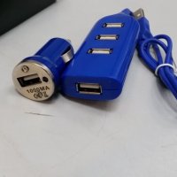 Хъб USB 4-ports+USB зарядно за кола, снимка 3 - Зарядни за кола - 26769878