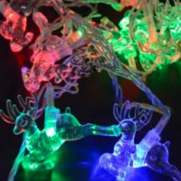 Многоцветни коледни лампички с еленчета, снимка 1 - Лед осветление - 42978250