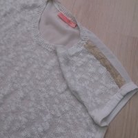 Бяла блуза с лице рехаво плетиво и гръб - шифон, снимка 2 - Тениски - 28509795