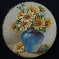 Стара картина, ваза с цветя, Б. Филевъ, 1930-те год., снимка 1 - Картини - 32649502