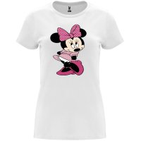 Нова дамска тениска Мики Маус (Мини Маус) в бял цвят, снимка 1 - Тениски - 44065304
