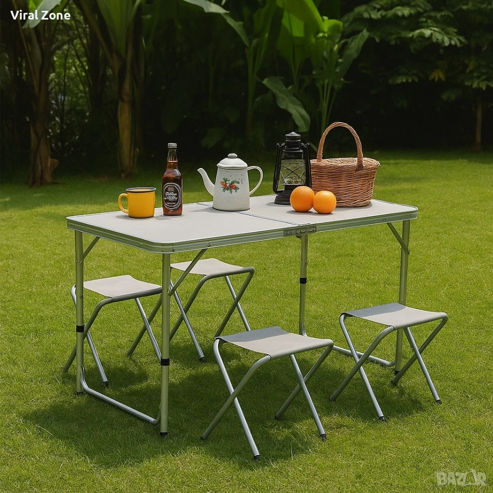 Сгъваема маса с 4 стола, снимка 1