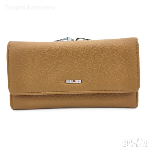 Дамски портфейл в светло кафяв цвят с много прегради Eslee, снимка 1
