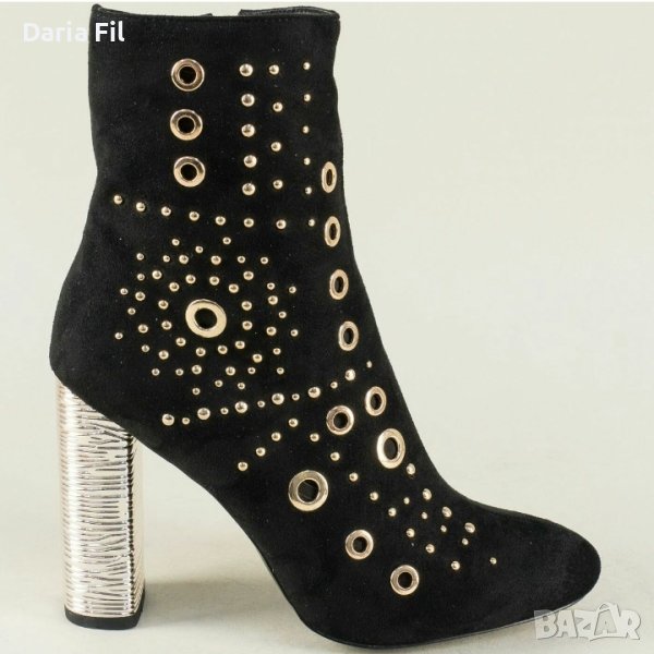 Черни боти на широк ток, снимка 1