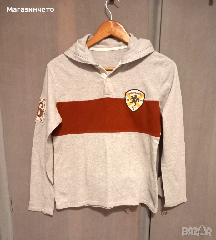 Блуза с дълъг ръкав и качулка, размер 158, снимка 1