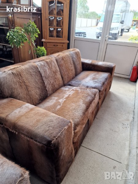НОВИ ! УНИКАТ! Дивани Естествена Кожа с косъм Елен внос от Германия , снимка 1