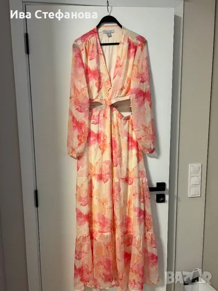 Нова разкошна дълга феерична елегантна женствена рязана в талията рокля флорален принт, снимка 1