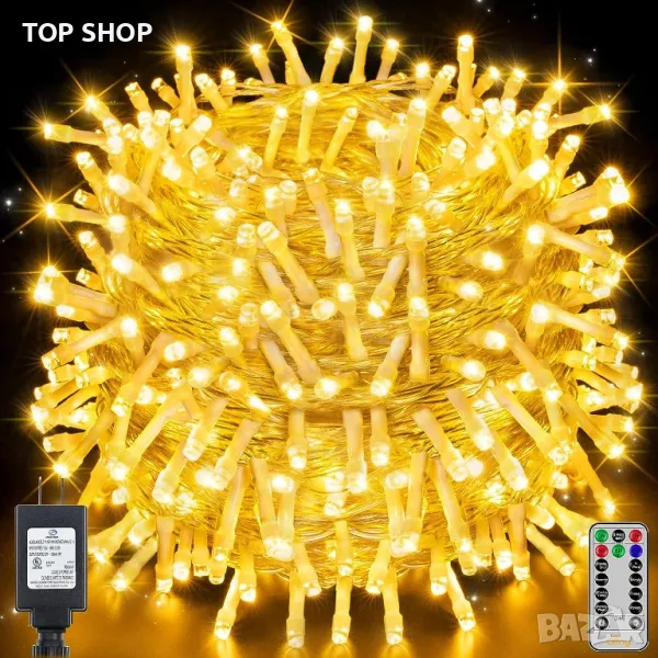 Ollny Коледни светлини Outdoor 800LED 82м, топла бяла лампа с дистанционно,8 режима, снимка 1