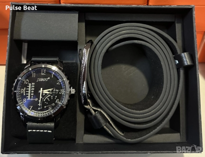 Стилен мъжки комплект - Часовник и колан, снимка 1