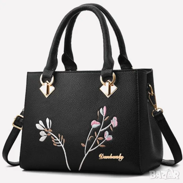 Дамска чанта Flowers Black, снимка 1
