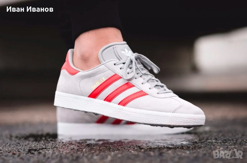 кецове   ADIDAS Gazelle Grey Red Man номер  42 2/3, снимка 1