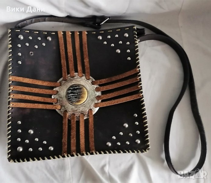 Хипи Рокер дамска чанта кожа рок кован метал, снимка 1