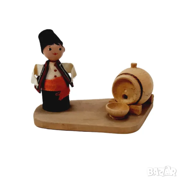 Стара дървена, етно, битова кукла, декорация, буре(11.2), снимка 1