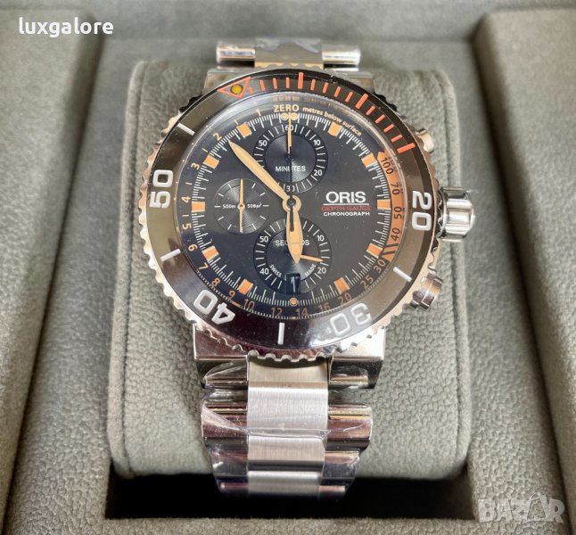 Мъжки часовник ORIS Diving Aquis Depth Gauge Orange с кварцов механизъм, снимка 1