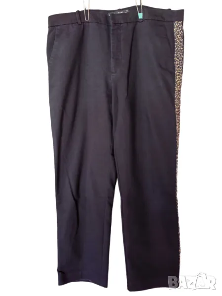 Дамски панталон със животинска щампа Zara, Черен, 48х93 см, XL, снимка 1