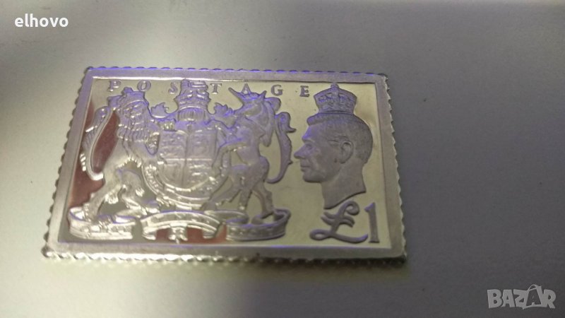 Сребърна плочка One Pound 1951, снимка 1