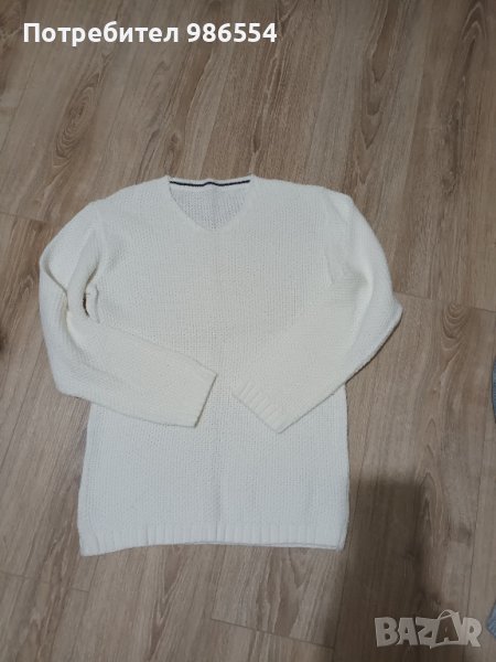 Бял мъжки пуловер размер M - L, снимка 1