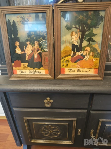 Картини  найвизъм лот рисувани върху стъкло дървени рамки , снимка 1