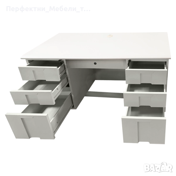 Метално бюро работно с 7 чекмеджета и МДФ плот 140/60 см., снимка 1