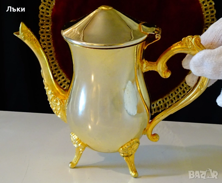 Бронзова кана,дебела позлата,барок. , снимка 1