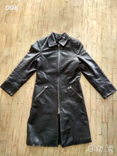 Кожено дълго манто-перфектно с-ние, снимка 1