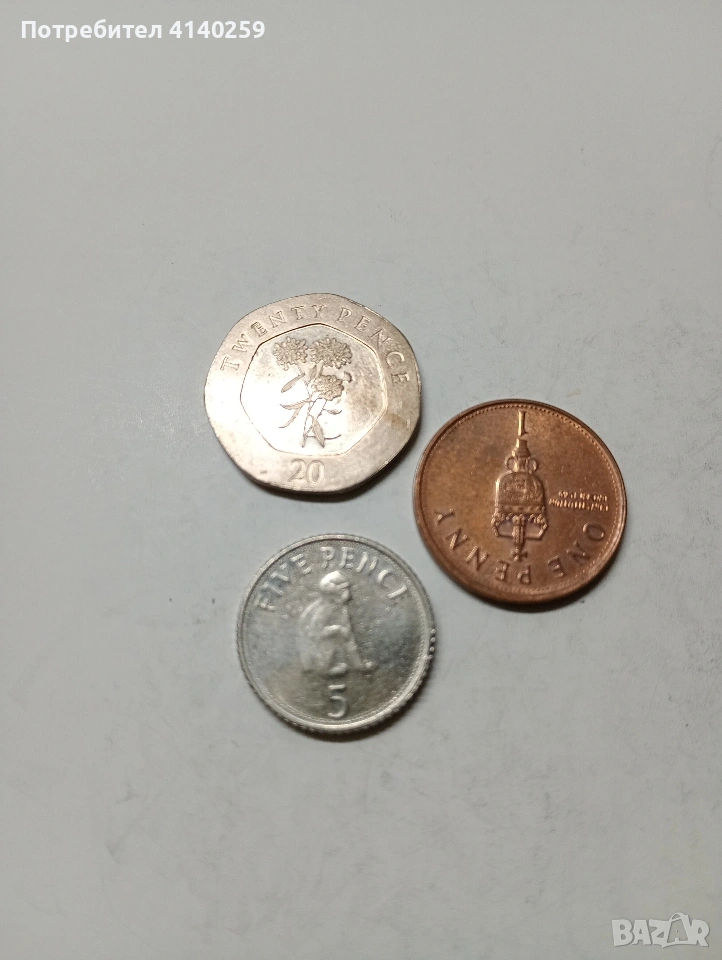 ГИБЛАРТАР МОНЕТИ 20 ПЕНСА 2014 Г 5 ПЕНСА 2007 Г , снимка 1