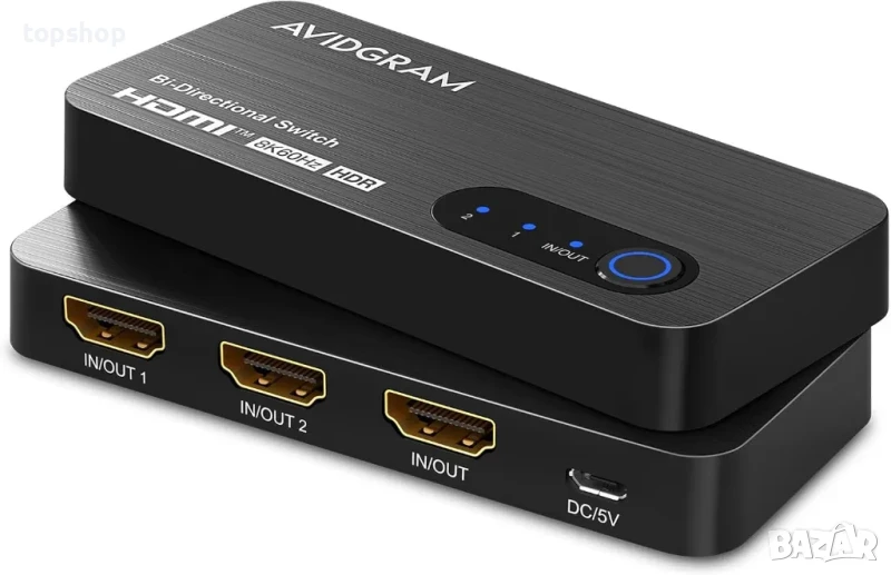 НОВ HDMI 2 в 1 двупосочен превключвател AVIDGRAM 8K, HDMI превключвател Поддържа 8K 60Hz 4K 120hz..., снимка 1