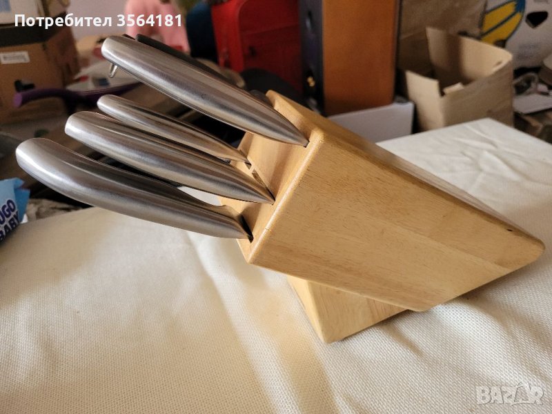 Професионални ножове с дървена стойка НАМАЛЕН , снимка 1