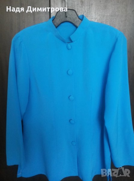 Елегантна копринена дамска риза / блуза в синьо М размер, снимка 1