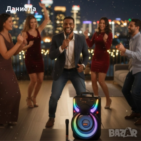 WSJAR E-8809 – Портативна караоке тонколона с микрофон и LED ефекти, снимка 5 - Тонколони - 52759996