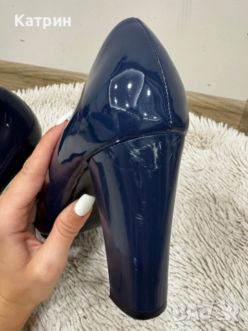 Дамски тъмно сини токчета, снимка 7 - Дамски обувки на ток - 51629292