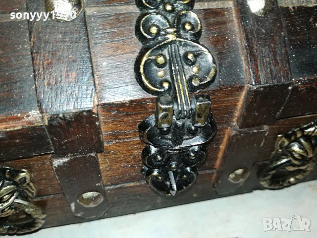 ДЪРВЕНА КУТИЯ КОВЧЕЖЕ С ОБКОВ ВНОС ФРАНЦИЯ 0201241922, снимка 7 - Антикварни и старинни предмети - 43626604