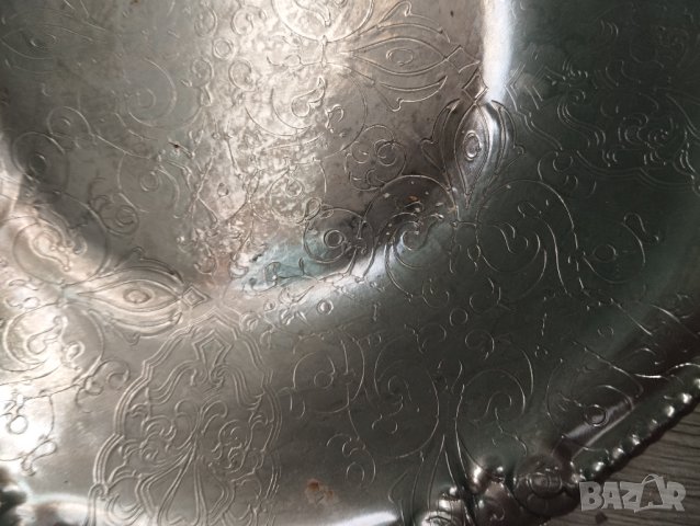 Посребрена метална чиния арт деко, снимка 2 - Антикварни и старинни предмети - 43396474