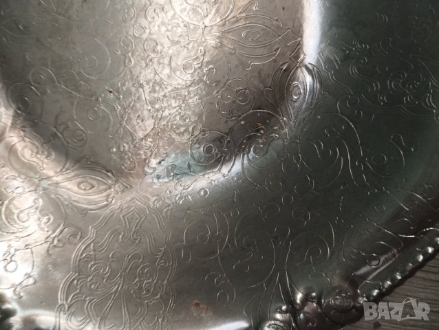 Посребрена метална чиния арт деко, снимка 2 - Антикварни и старинни предмети - 43396474